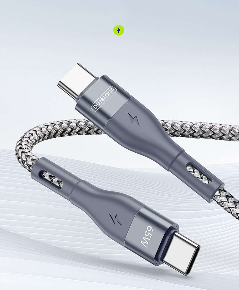 Cáp Sạc Nhanh 65W Type C to Type C, Bọc Dù Duzzona A2 USB C To USB C Cable Compatible with PD 65W_ Hàng Chính Hãng