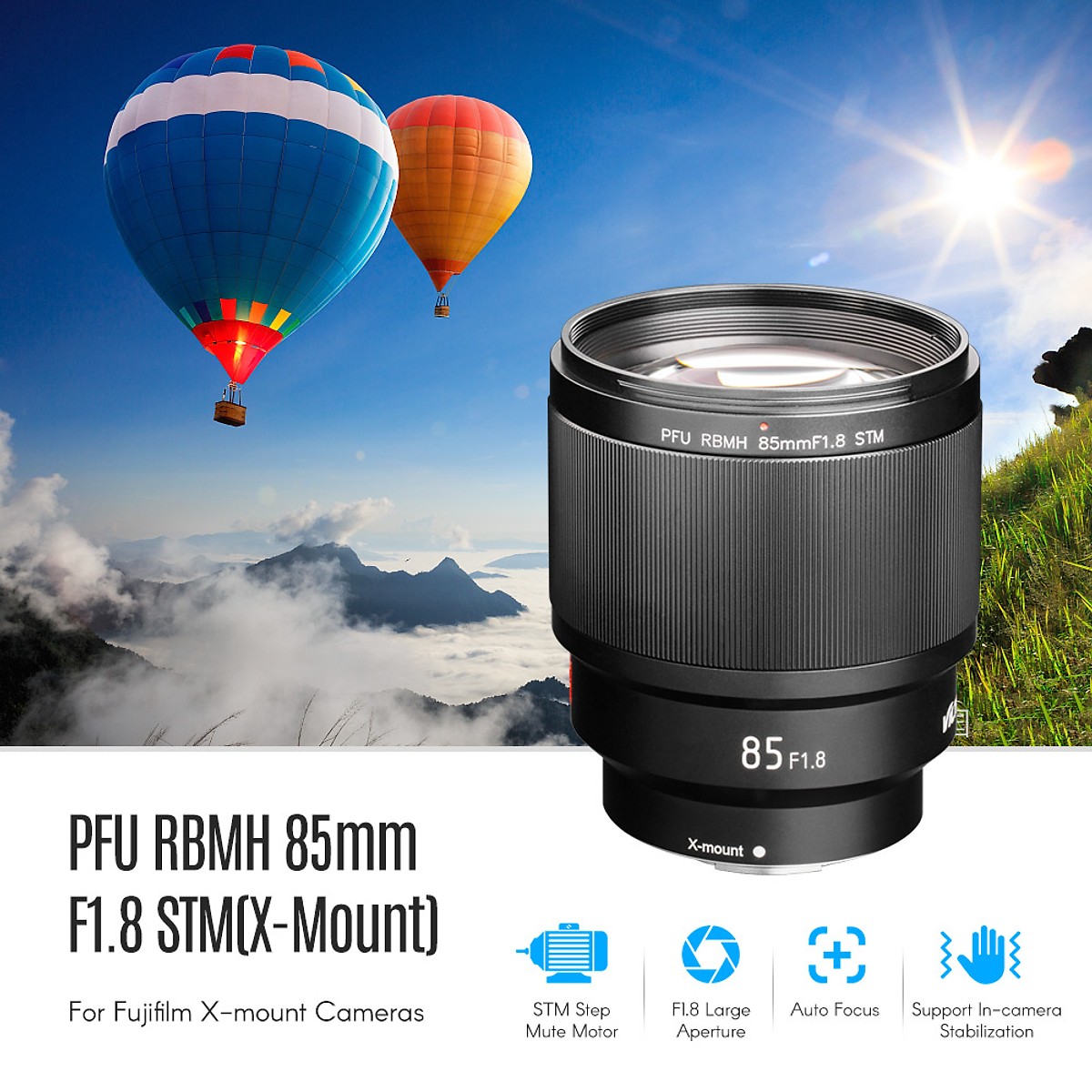 Ống kính Viltrox PFU RBMH 85mm f / 1.8 STM cho FUJIFILM X  Hàng chính hãng