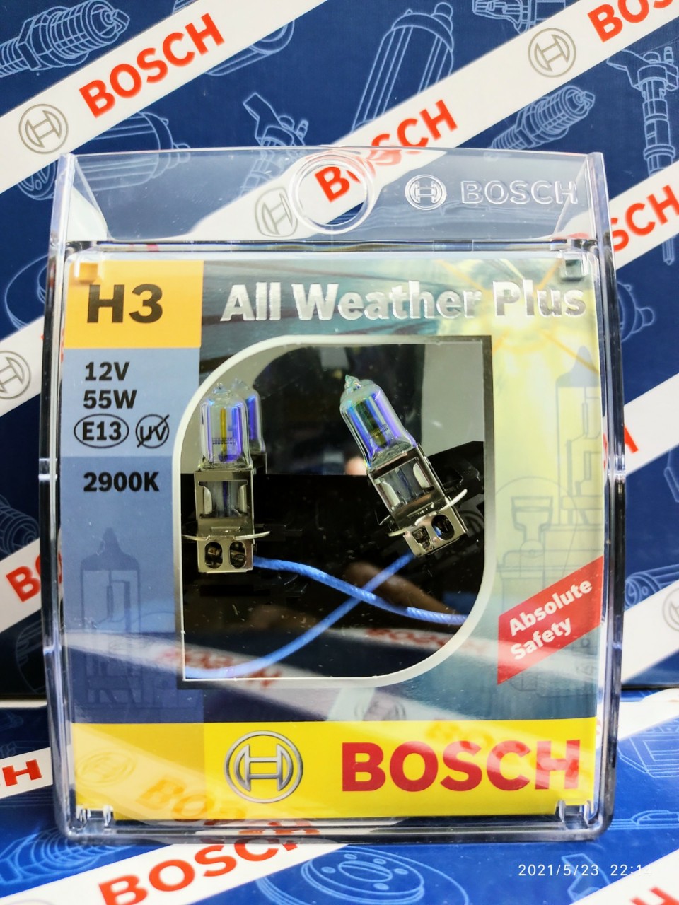 Bóng Đèn Tăng Sáng Bosch H3 12V 55W All Weather 2900K (Hộp 2 bóng)