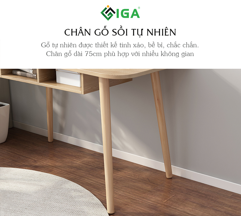 Bàn Làm Việc, Bàn Học Có Ngăn Để Đồ Tiện Dụng Phong Cách Bắc Âu Thương Hiệu IGA - GP185