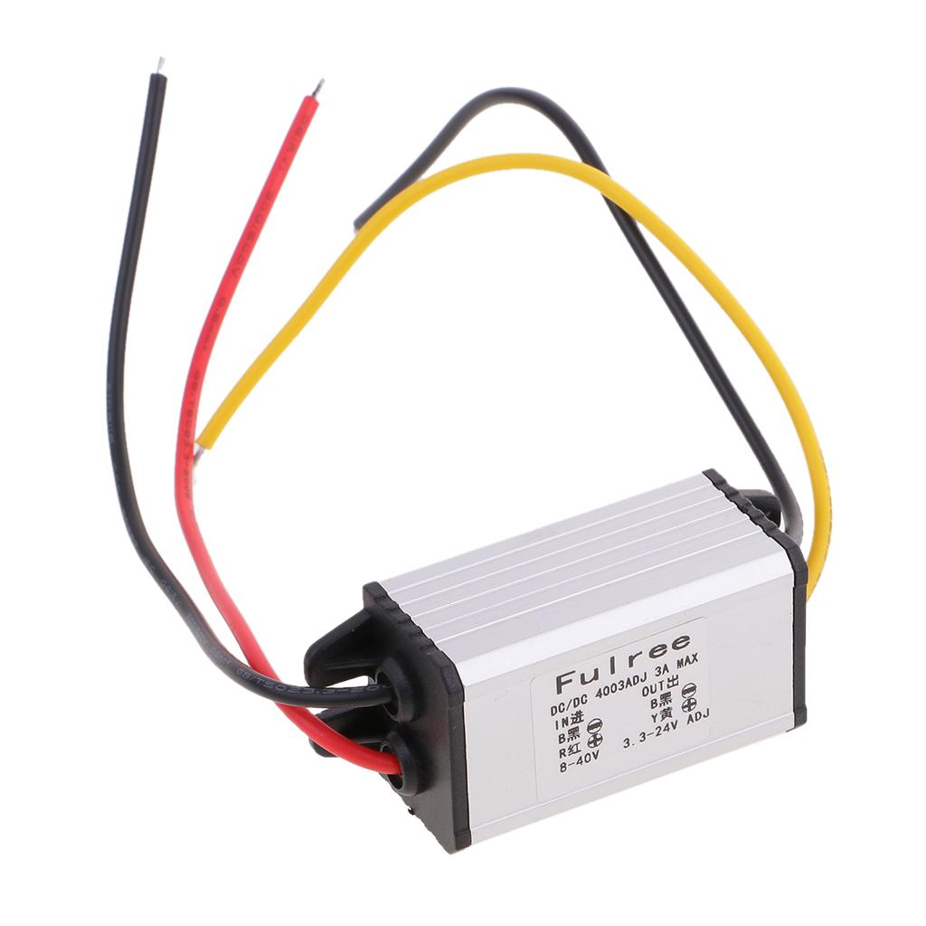 Adjustable DC-DC 24/12v to 5v Converter Regulator 3A Power Supply Adapter for LED Display, Car Auto Vehicle, Motor