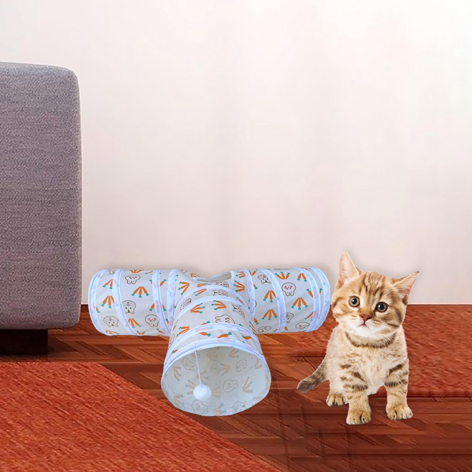 Pet Cat Tunnel Hanging Toy Ball Collapsible Training for Puppy Rabbit Kitten T