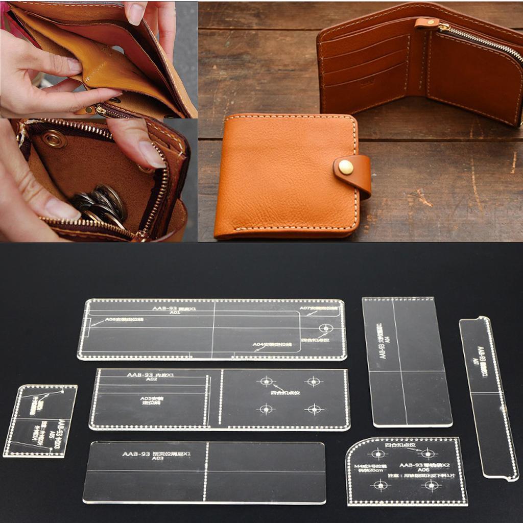 8 Pieces/Set DIY Leather Craft Clear Acrylic Wallet Pattern Stencil Template