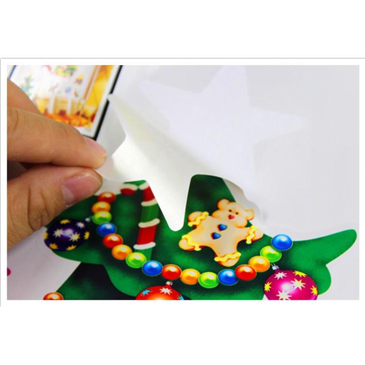 Decal trang trí Noel - Ông Gia Noel ngồi xe Tuần Lộc bay phát quà