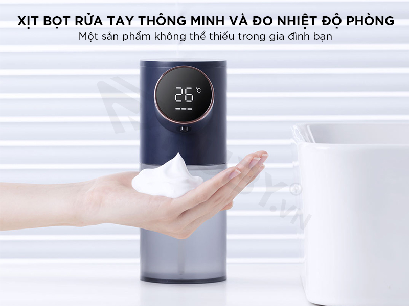 Máy Tạo Bọt Rửa Tay Cảm Biến Tiện Lợi, Tích Hợp Đo Nhiệt Độ Phòng Dung Tích Bình Chứa Lên Đến 320ml