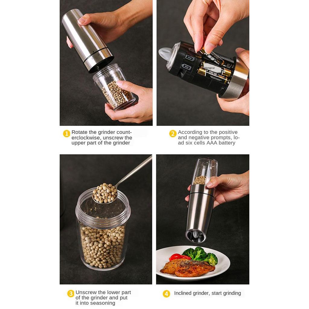 Electric Gravity Pepper Grinder Pepper Mill Salt Mill Black