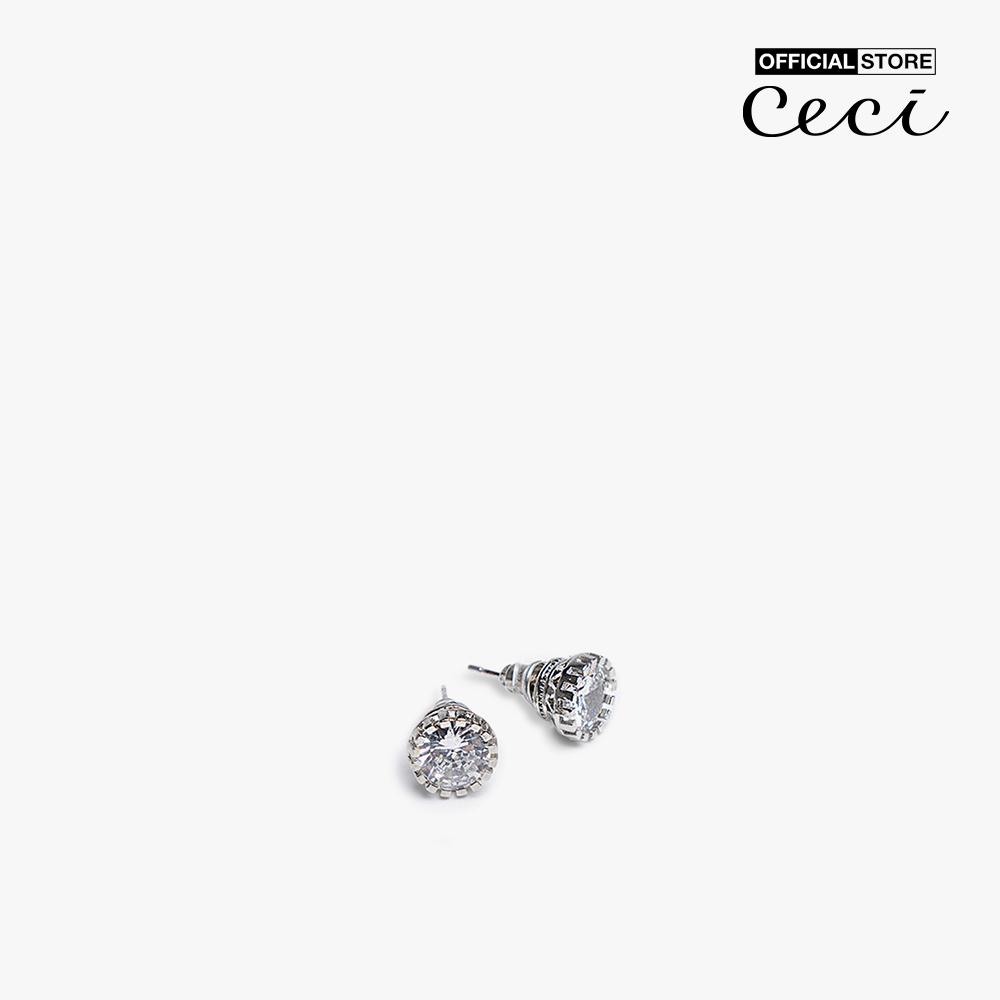 CECI - Khuyên tai nữ mặt tròn đính đá nổi bật CC1-06000023