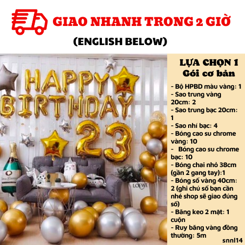 Bộ bong bóng trang trí sinh nhật người lớn adult birthday set SNNL14