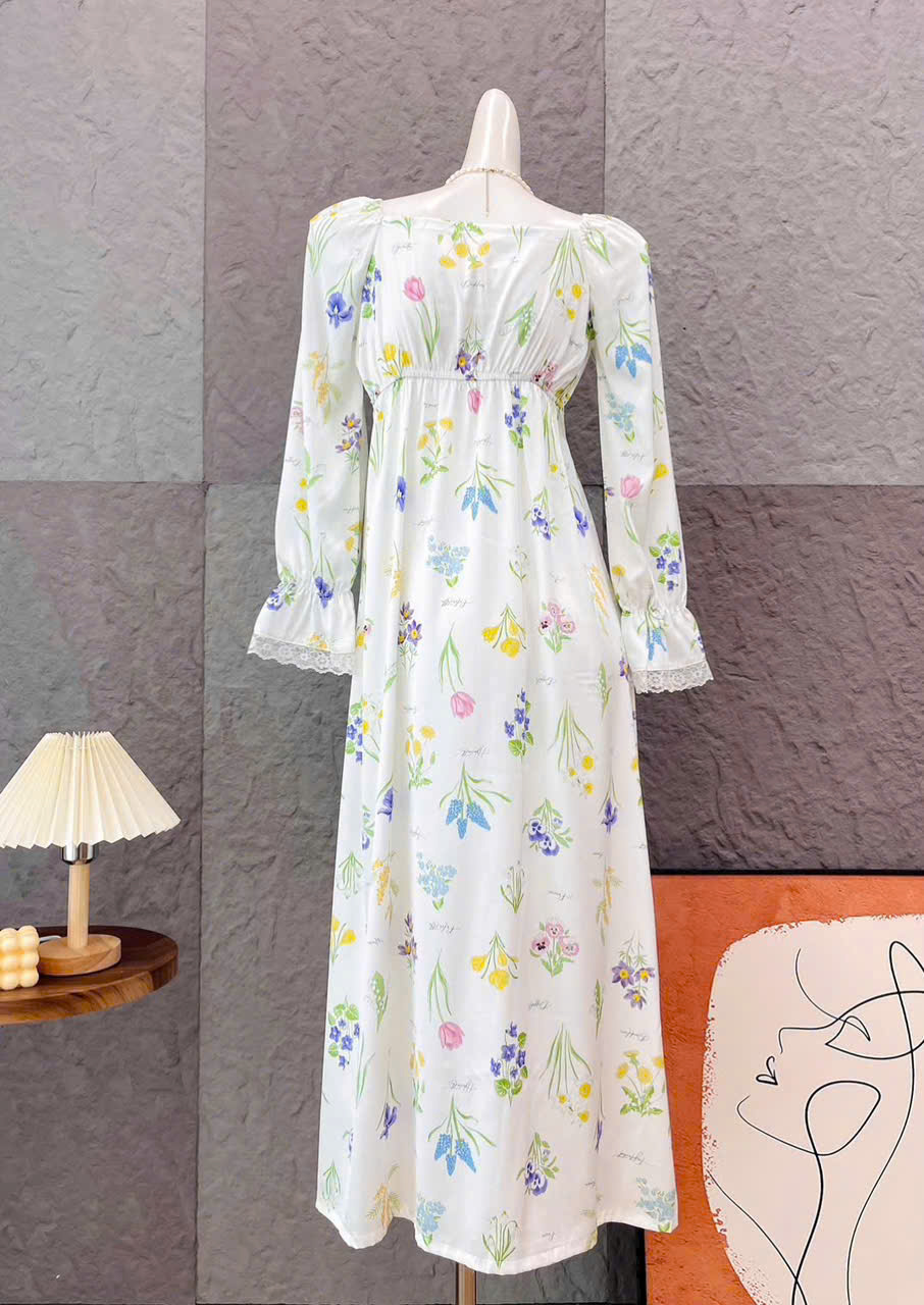 Đầm Ngủ D496 Lụa Quảng Châu Cao Cấp Dài Cột Dây Xinh Xắn