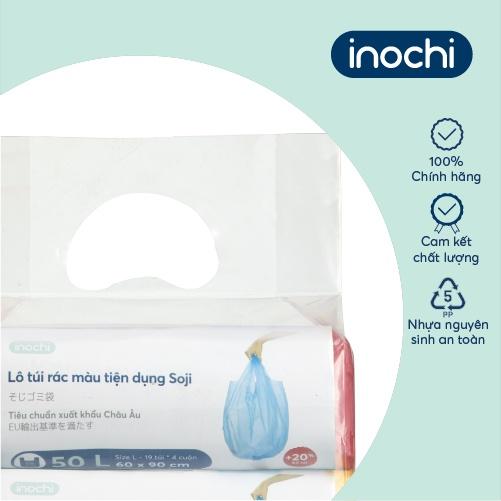 Lô túi rác màu tiện dụng Inochi - Soji 4 x 50L có quai cầm (4 cuộn)