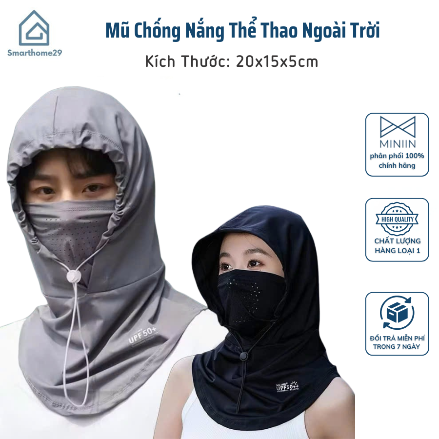 Mũ Chống Nắng Thoáng Khí, Mũ Thể Thao Ngoài Trời Có Khăn Choàng - HÀNG CHÍNH HÃNG MINIIN