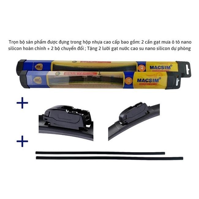 Combo cần gạt nước mưa ô tô Nano Silicon Macsim cho xe mercedes benz E-Class Series E200/E200L 2015