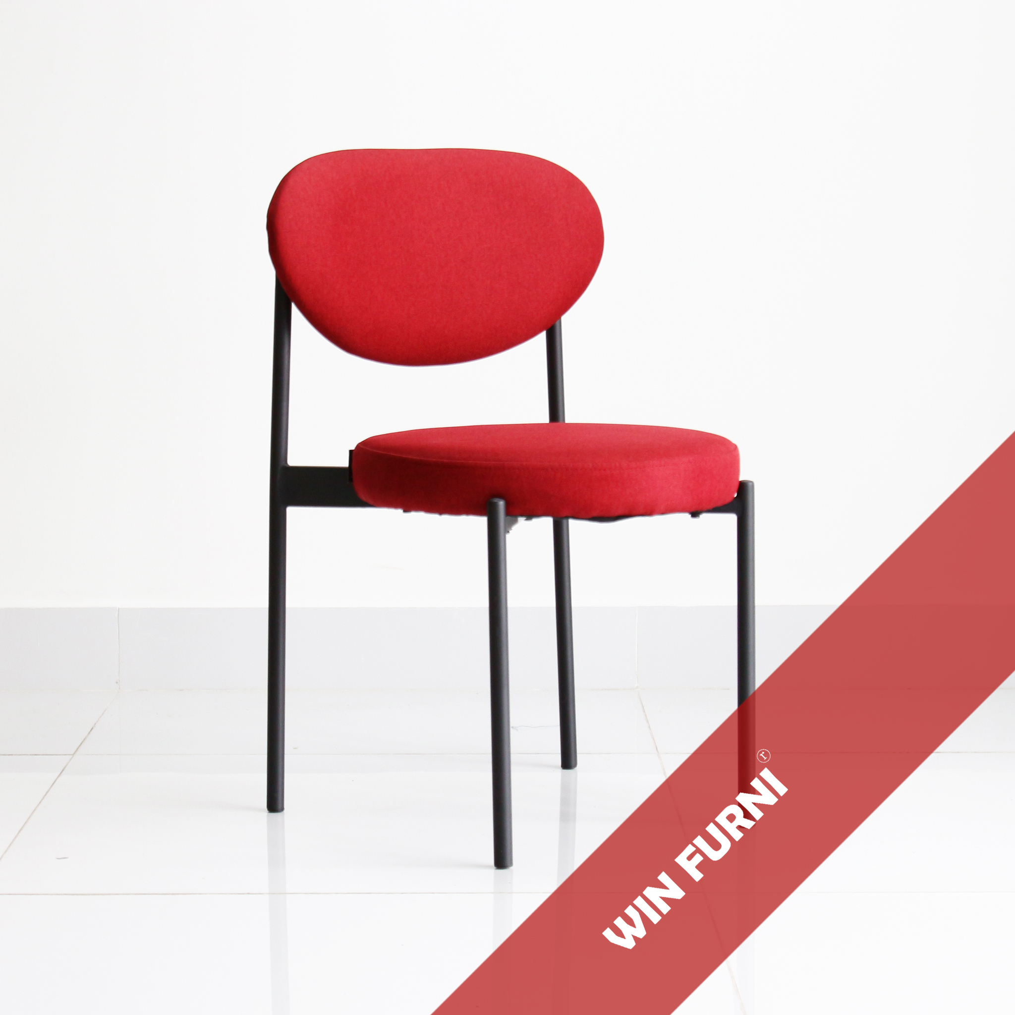 Ghế Bàn Ăn WINFURNI Enjoy Chair WC187 - Mặt Nệm Vải Bố Nhung Sang Trọng - Chân Sắt Sơn Tĩnh Điện Đen Mờ