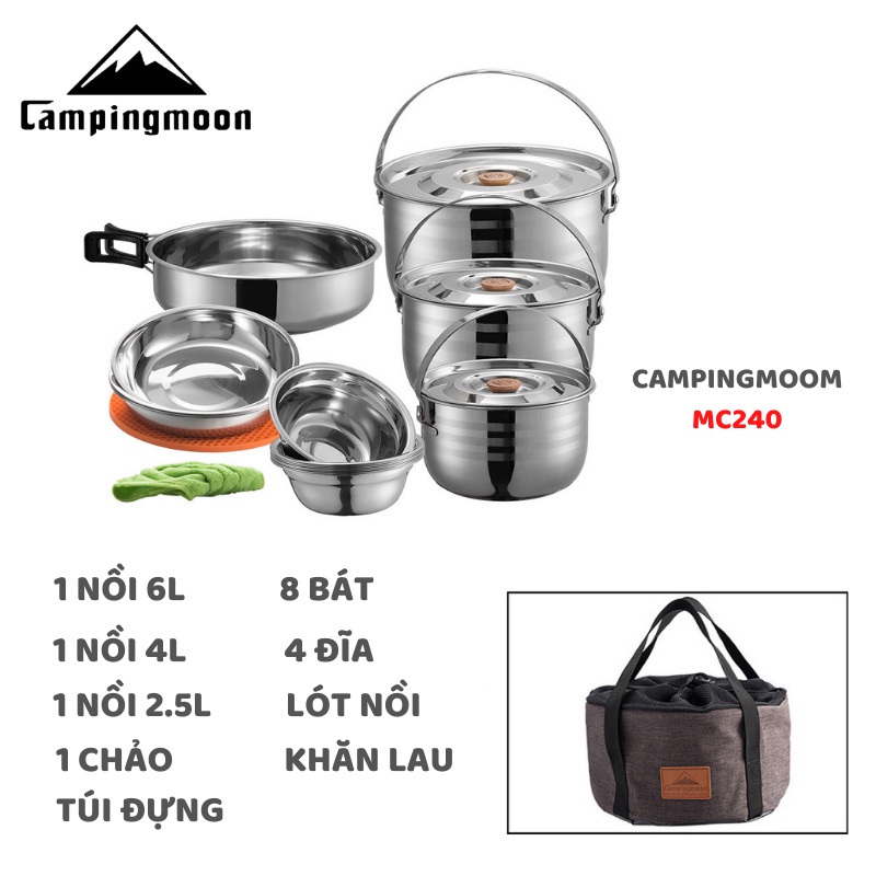 Bộ nồi dã ngoại Inox 8 món Campingmoon MC-240