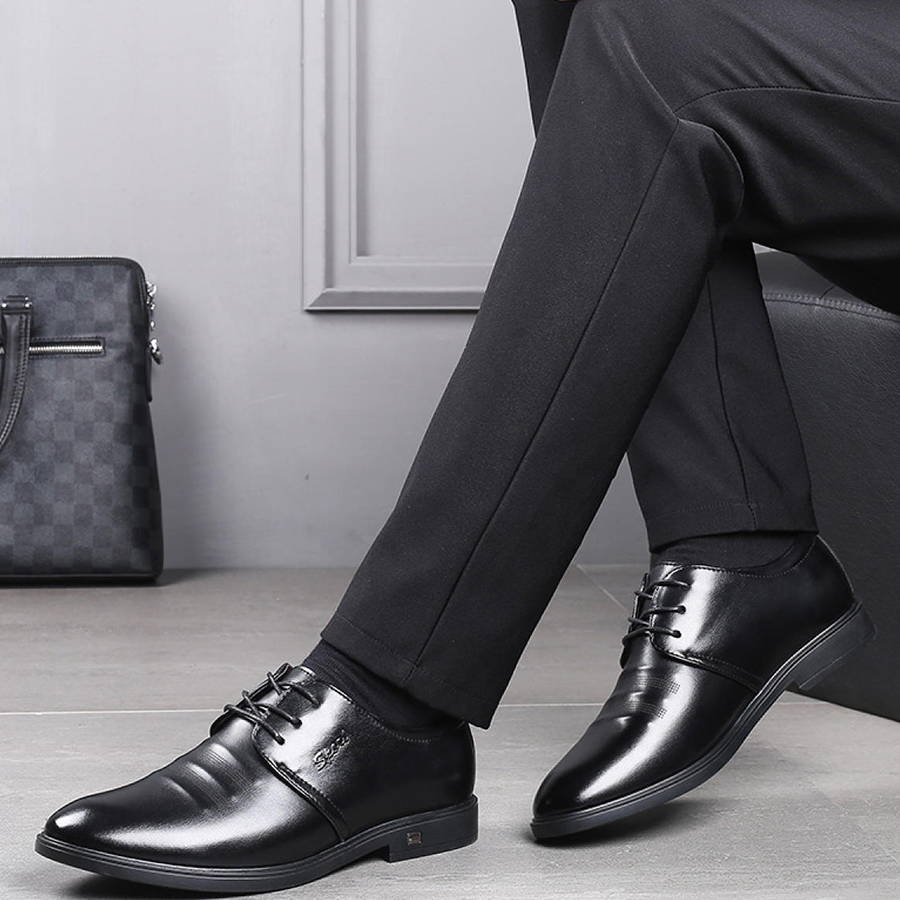 Giày Tây Mũi Nhọn Thiết Kế Buộc Dây Kiểu Hàn Quốc Cho Nam - Tùy Chọn Size & Màu Sắc