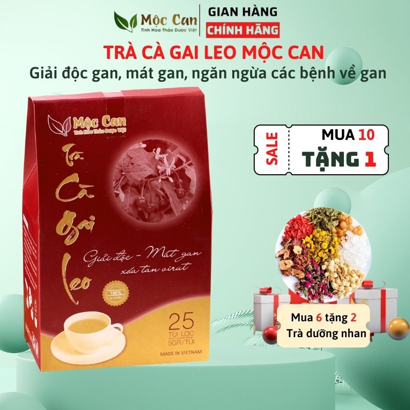 Trà Cà Gai Leo Mộc Can, Trà túi lọc mát gan giải độc gan hạn chế tổn thương tế bào gan 1 hộp 15 túi lọc