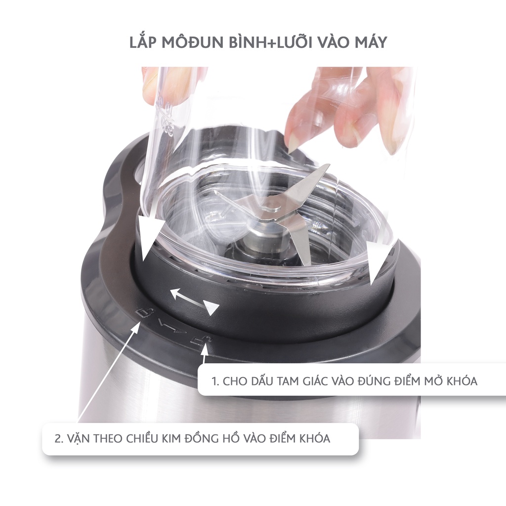 Máy xay sinh tố mini Mix&amp;Go gồm 2 cối xay tích hợp bình chứa dung tích 300-600ml, công suất 350W, model LBSP8648