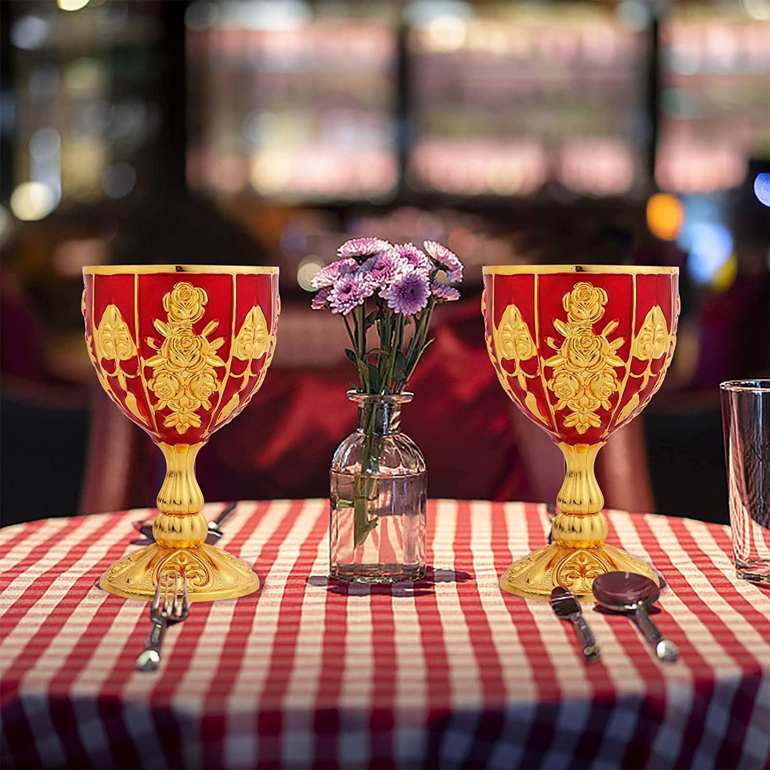 2 chiếc ly rượu vang cổ điển, ly rượu vang đỏ chạm nổi ly rượu vang