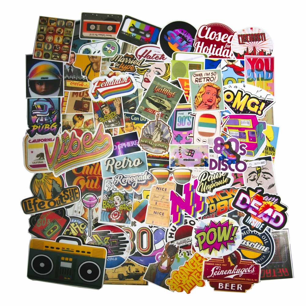 Set 100 sticker hình dán - Retro Vintage cổ điển