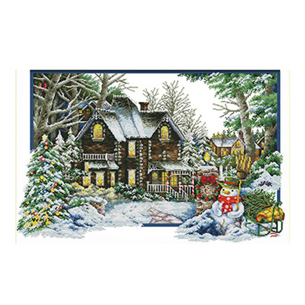 DIY Stamped Cross Stitch Winter Kits Thread Needlework Embroidery Printed