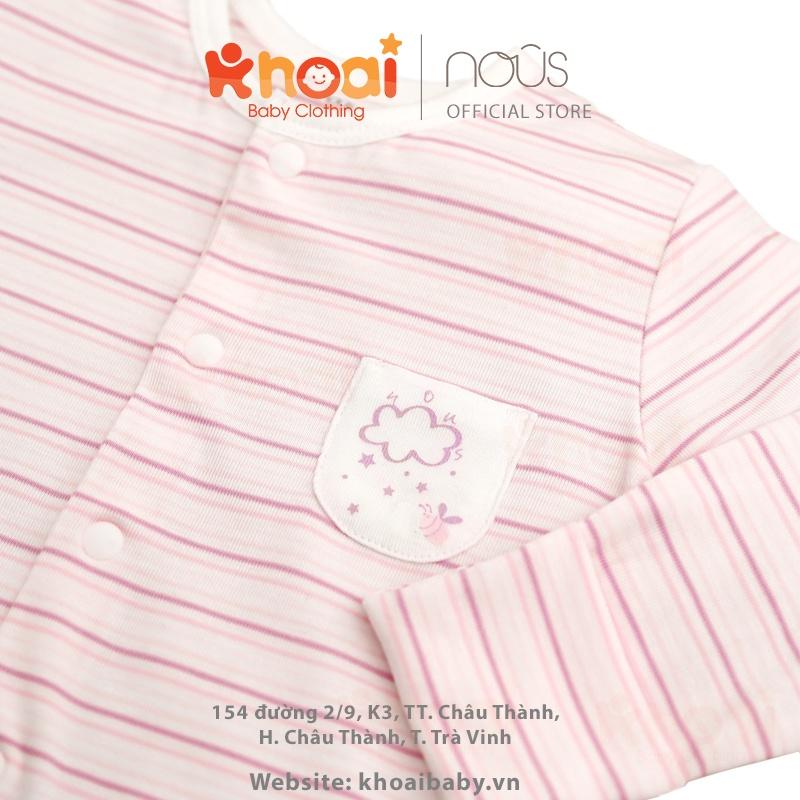 Bộ body Nous có tất kẻ hồng hình ong newborn - Chất liệu Nu Petit 95% cotton thiên nhiên