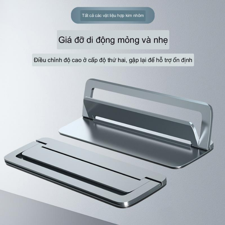 Đế giữ laptop gấp gọn tản nhiệt tốt cho laptop giữ tư thế làm việc đúng MTec Design nhôm nguyên khối - Riki Shop