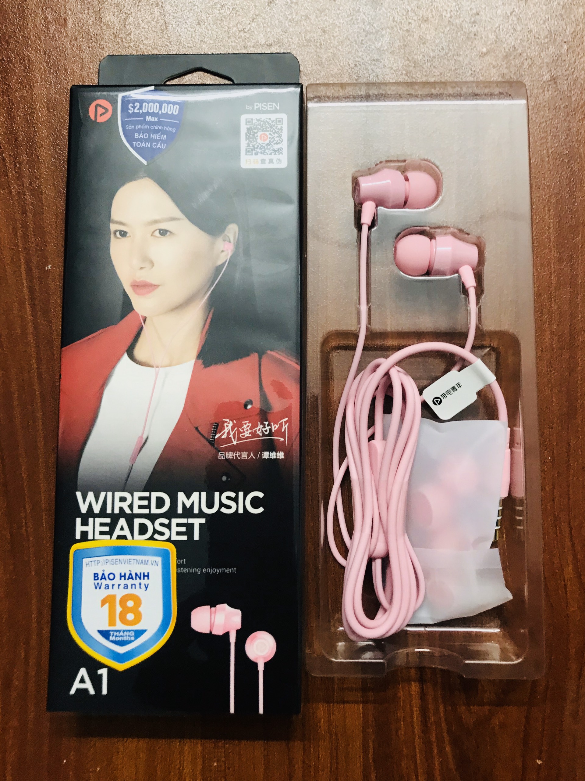 Tai nghe Pisen In - Ear Headphone A1 Hồng _ Hàng chính hãng