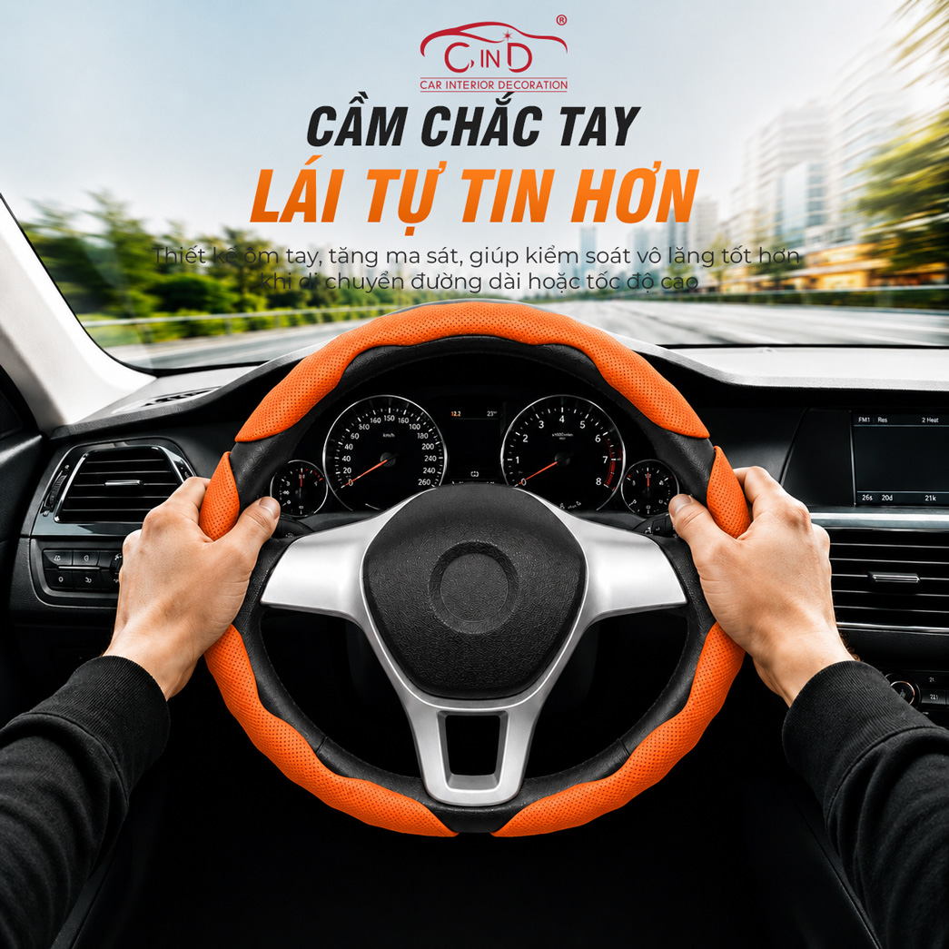 Ốp Bọc Vô Lăng CIND Da Nappa Cao Cấp Mỏng Nhẹ Chống Trượt Phù Hợp Nhiều Dòng Xe