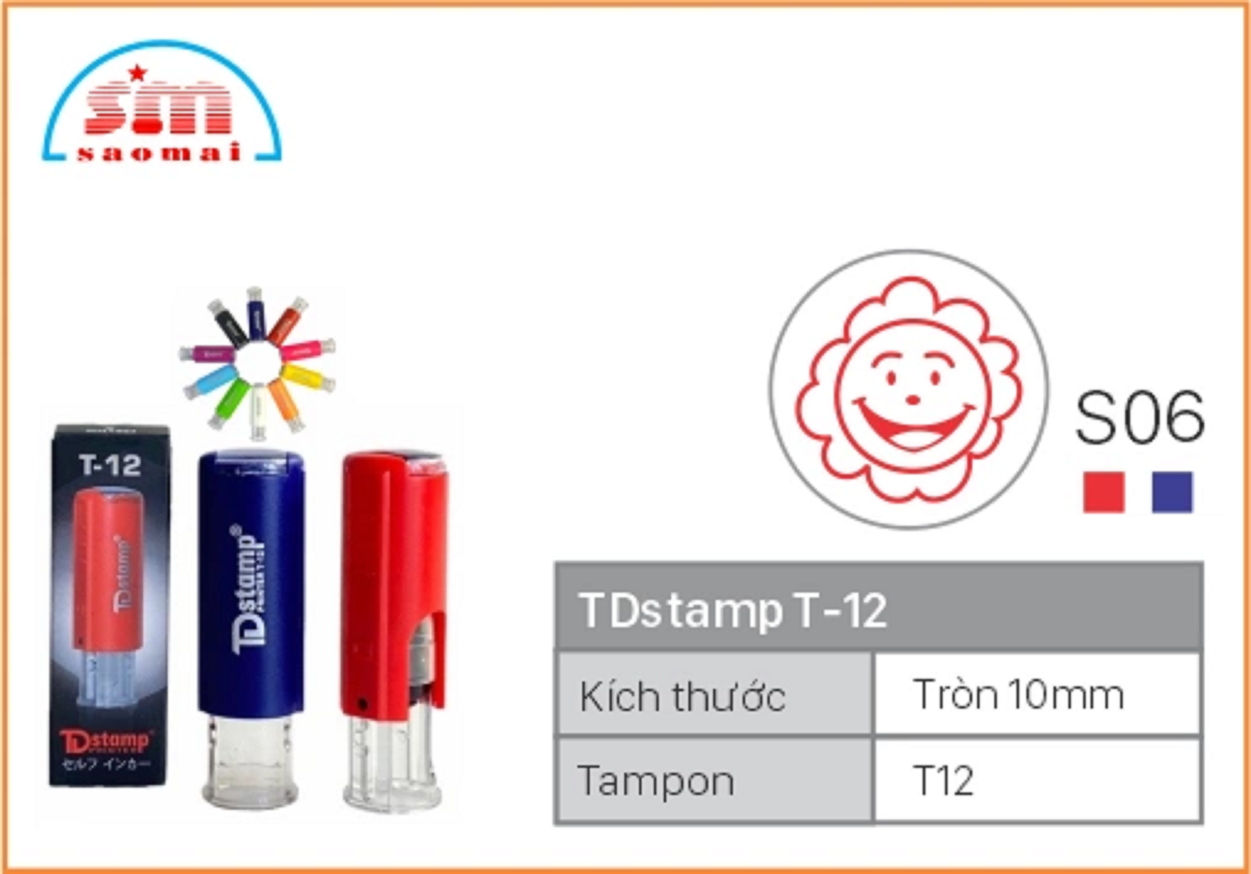 Dấu TD T12 Happy Icon 10mm - S06