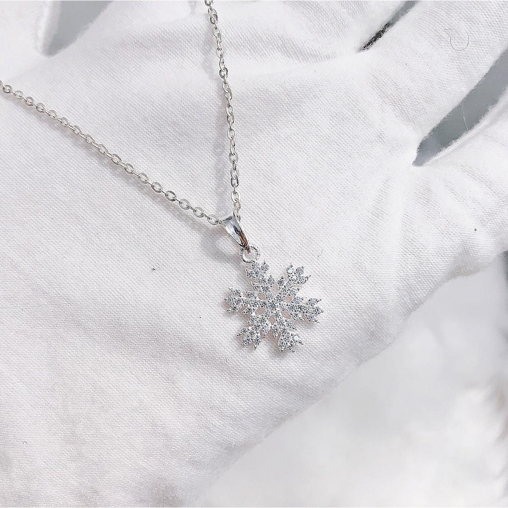 Vòng Cổ Bạc, Dây Chuyền Bạc Hoa Tuyết Lấp Lánh Nạm Đá Tấm Sang Trọng TNC JEWELLERY