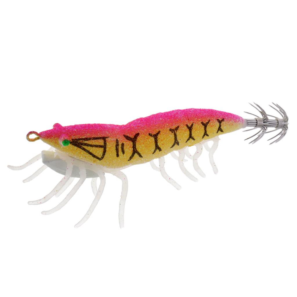 2pcs Bionics Squid Jigs Hooks Artificial Hard Fishing Lure Wood Shrimp Bait