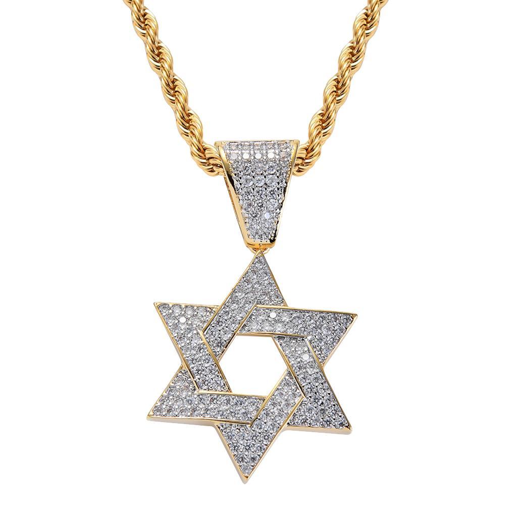 Star of  Necklace with Chain Men Women Amulet    Jewish