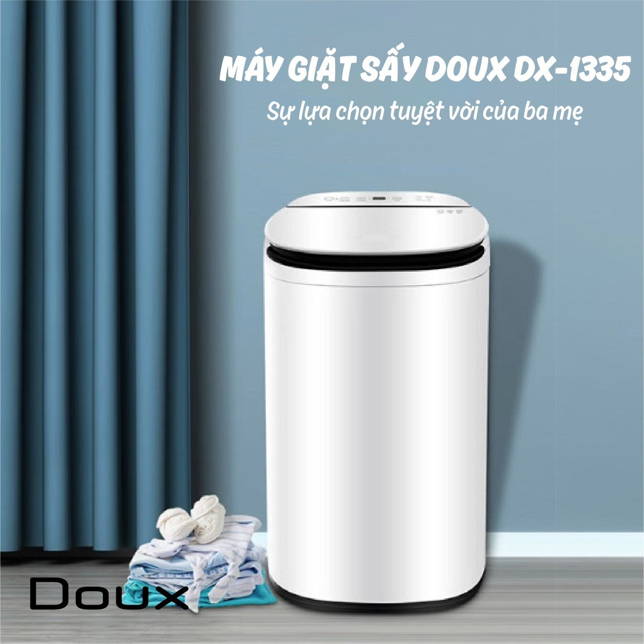 MÁY GIẶT SẤY MINI DOUX 12 CHỨC NĂNG LUX DX-1335 BẢN NÂNG CẤP 2023 CÓ CHỨC NĂNG SẤY HÀNG CHÍNH HÃNG