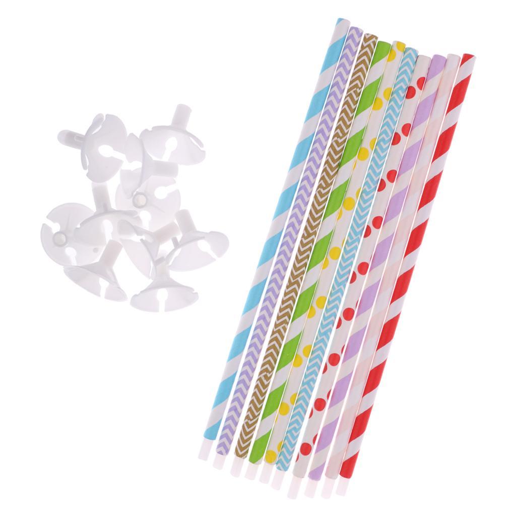 10 Pieces Colorful Balloon Sticks Holders with Cups for Wedding Party Decor