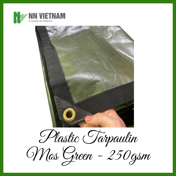 Bạt nhựa PE định lượng 250gsm che nắng, mưa - Bạt được may viền khuy chắc chắn, dễ sử dụng