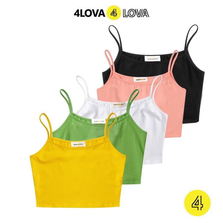 Áo croptop hai dây dáng ôm 4LOVA vải cotton mịn co giãn thoáng mát (không đệm)