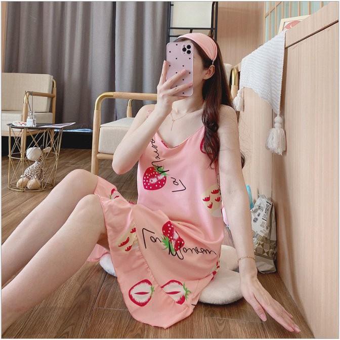 Váy ngủ nữ 2 dây, áy mặc nhà hình dâu cute V41