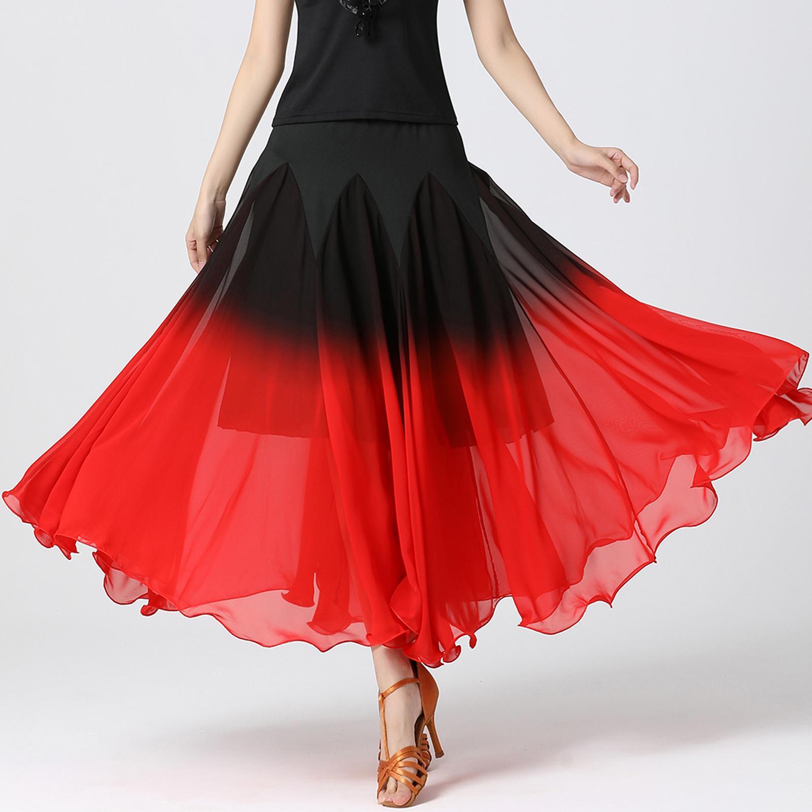 Women Ballroom Dance Skirt Dancing Costume Stage Performance Clothing Swing Spanish Skirts Belly for Tango Party Ladies Girl Latin Waltz