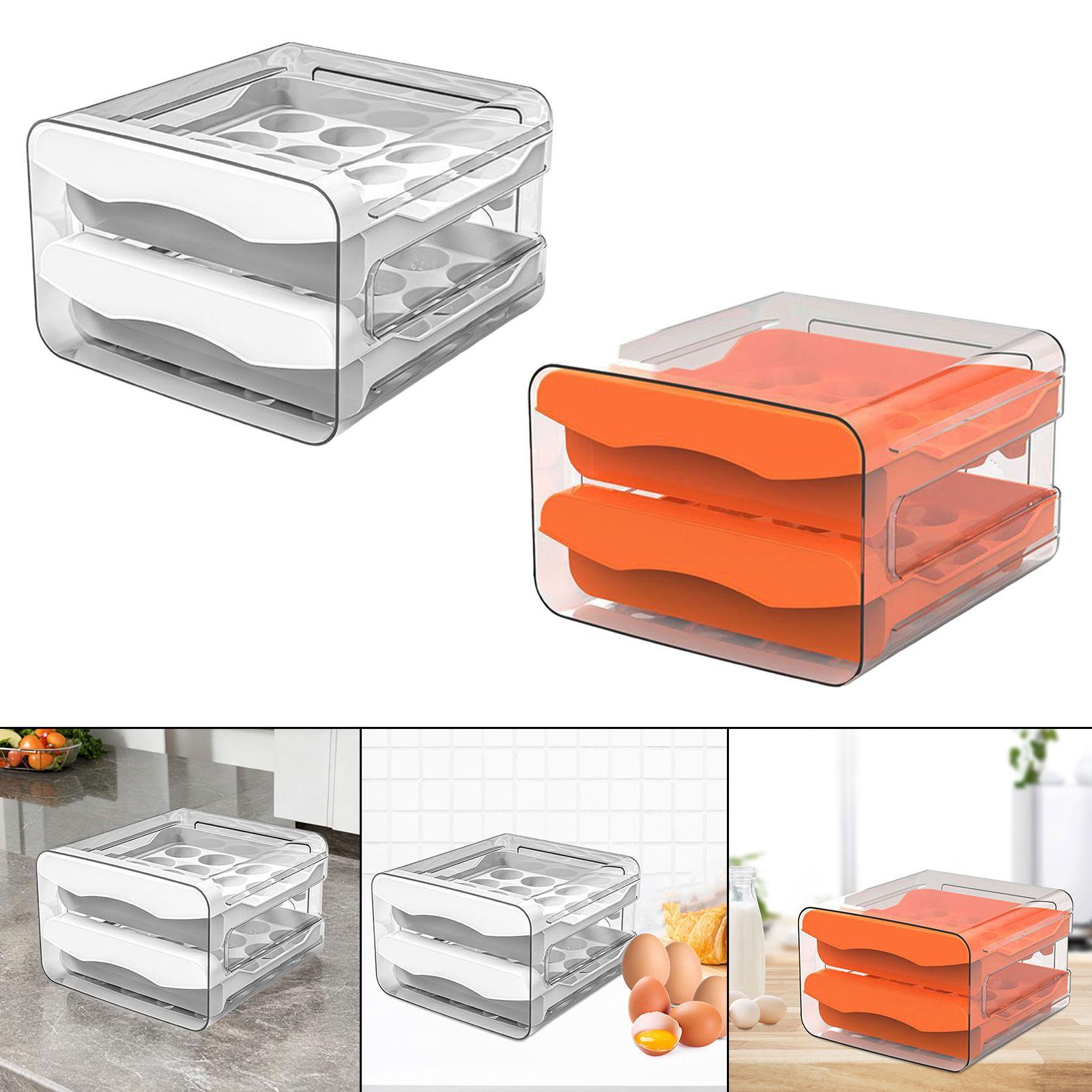 Egg Holder for Fridge Egg Fresh Storage Box Space Saving Large Capacity 2 Layers Egg Tray Egg Storage Container for for Kitchen Refrigerator