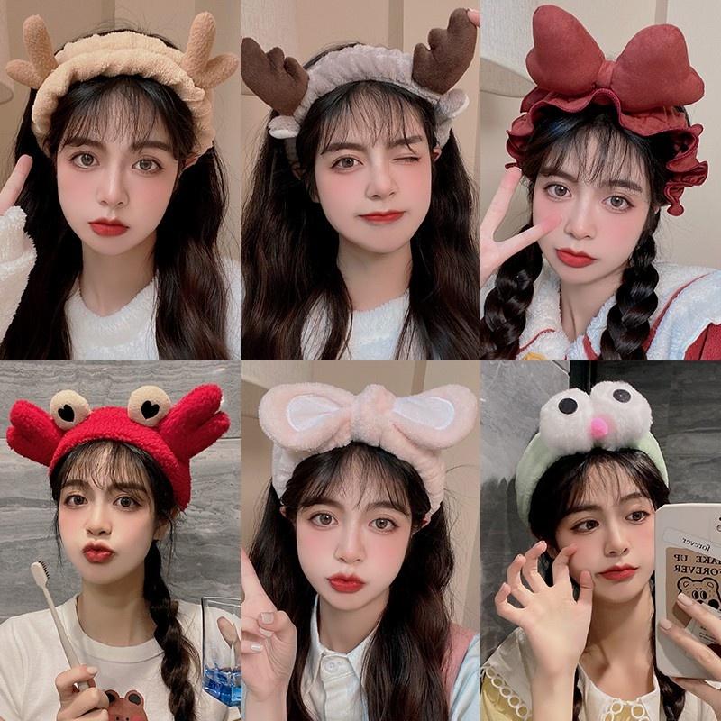 Băng đô thun rửa mặt tai mèo thỏ gấu sừng hươu nai Hàn Quốc dễ thương nữ iLita bờm cài tóc rửa mặt, makeup, trang điểm