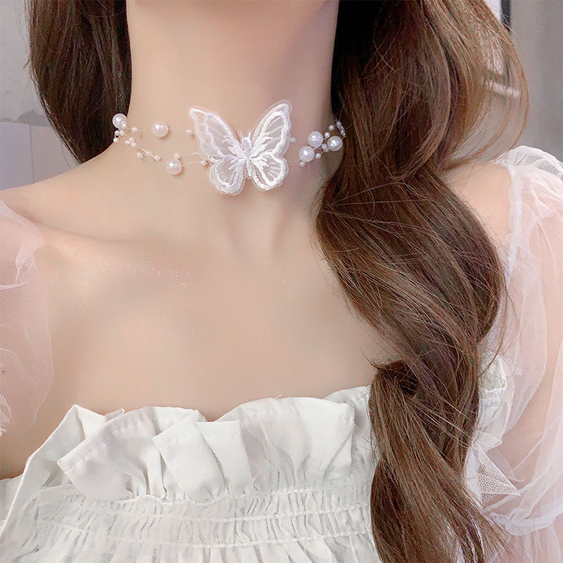 ￼Vòng Cổ Choker Hạt Dây Mix Bướm Cực Xinh