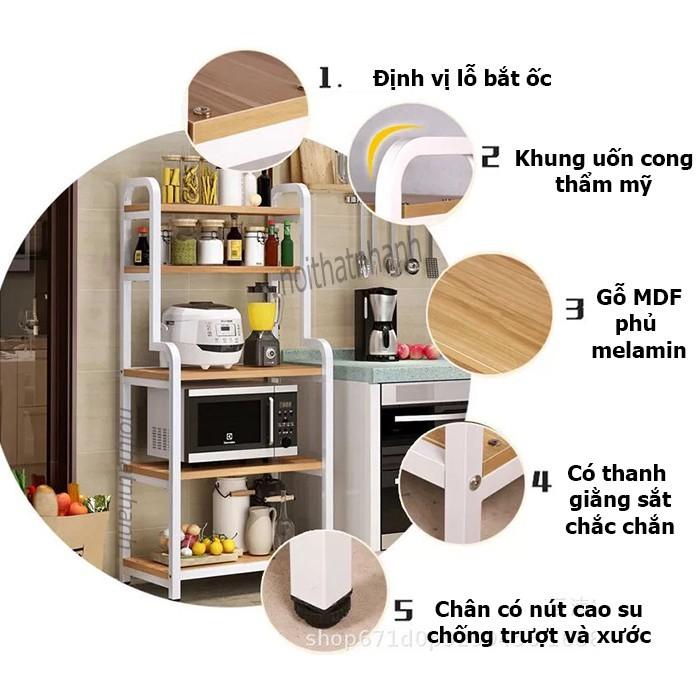 Kệ để nhà bếp, lò vi sóng uốn cong thiết kế 5 tầng, chân sắt sơn tĩnh điện, dễ dàng lắp đặt, với nhiều công dụng .