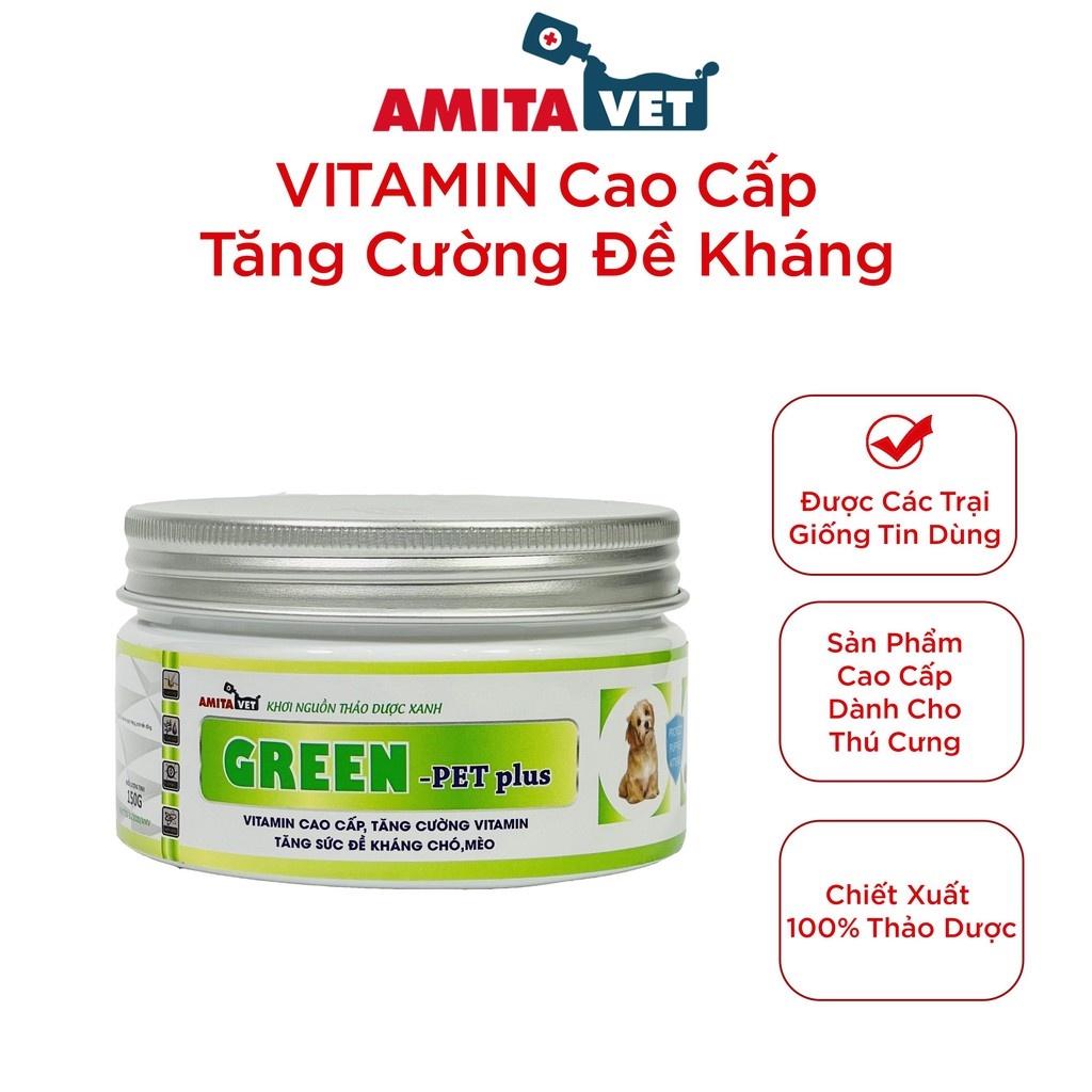 Vitamin cho chó mèo GREEN Pet-Plus 150g Từ AMITAVET giúp thú cưng tăng đề kháng bổ xung vitamin ăn ngon phát triển tốt