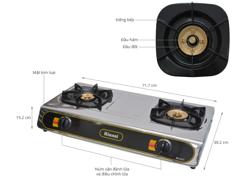 Bộ điếu inox, sen đồng, đầu hâm, sử dụng cho các dòng bếp gas Rinnai