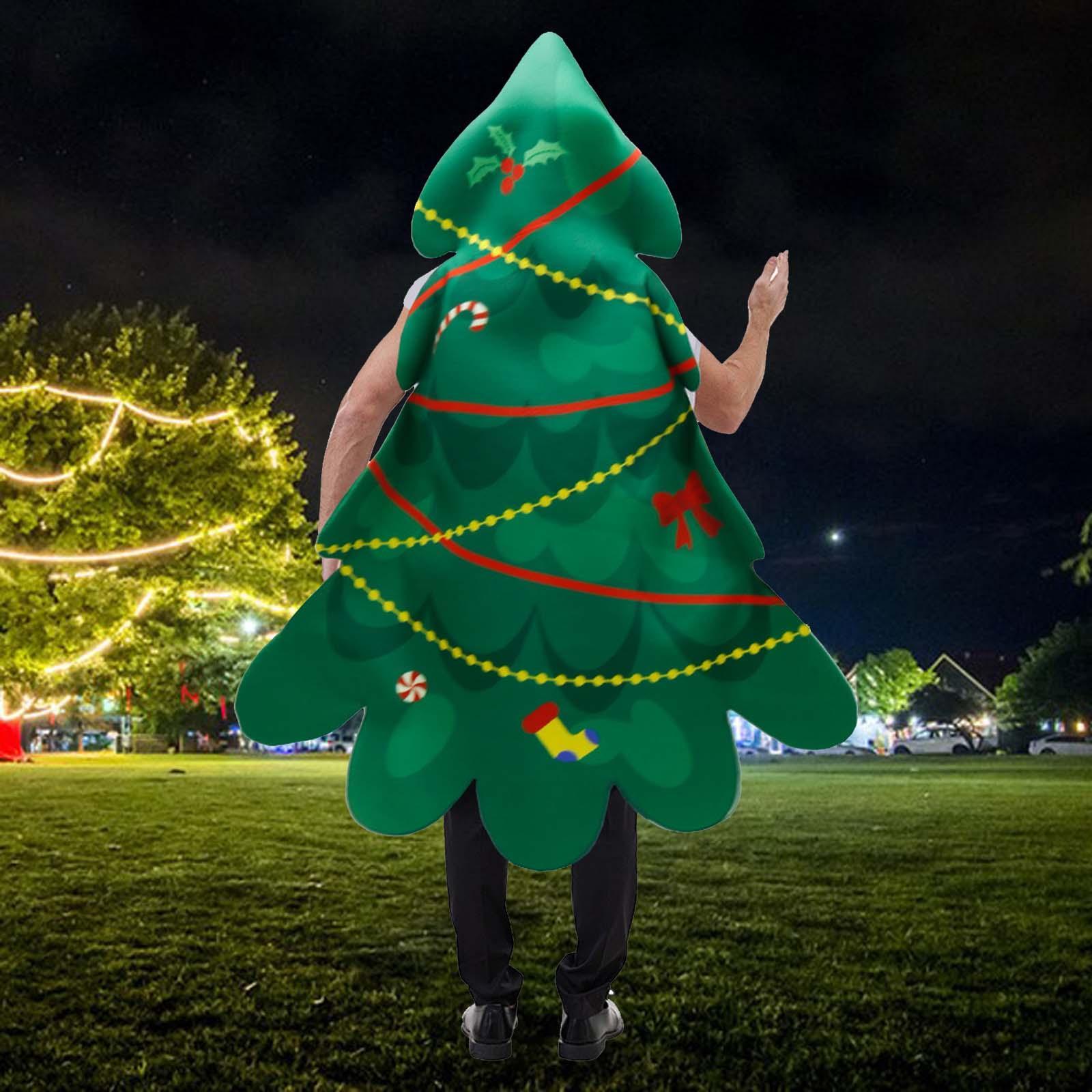 Christmas Tree Costume Funny Fancy Dress Printed Clothing, Stage Performance Costume Party Outfit for Celebration, Show, Gifts, Cosplay Festival