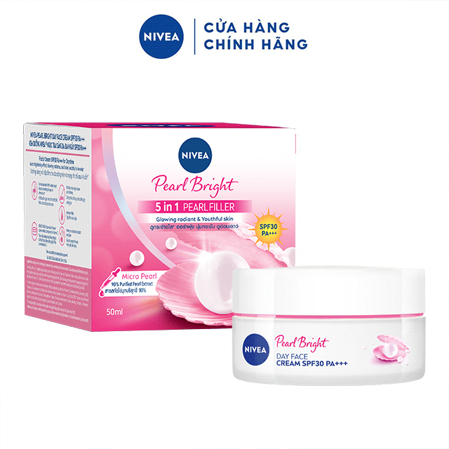 Kem dưỡng trắng da ban ngày NIVEA Pearl Bright chiết xuất ngọc trai SPF33 PA+++ (50ml) - 82335