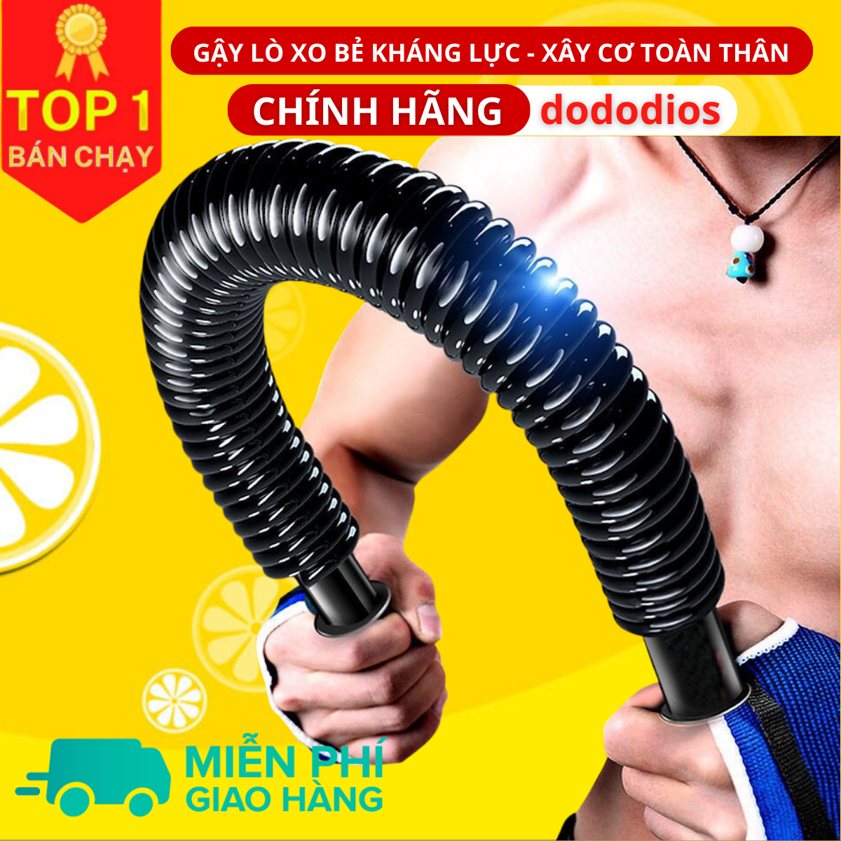 Gậy lò xo, Gậy Bẻ Tập Cơ Tay Gậy Lò Xo Lực 20kg, 25kg, 30Kg, 40kg, 50kg, 60kg - Hàng chính hãng dododios - gậy lò xo 100kg màu vàng
