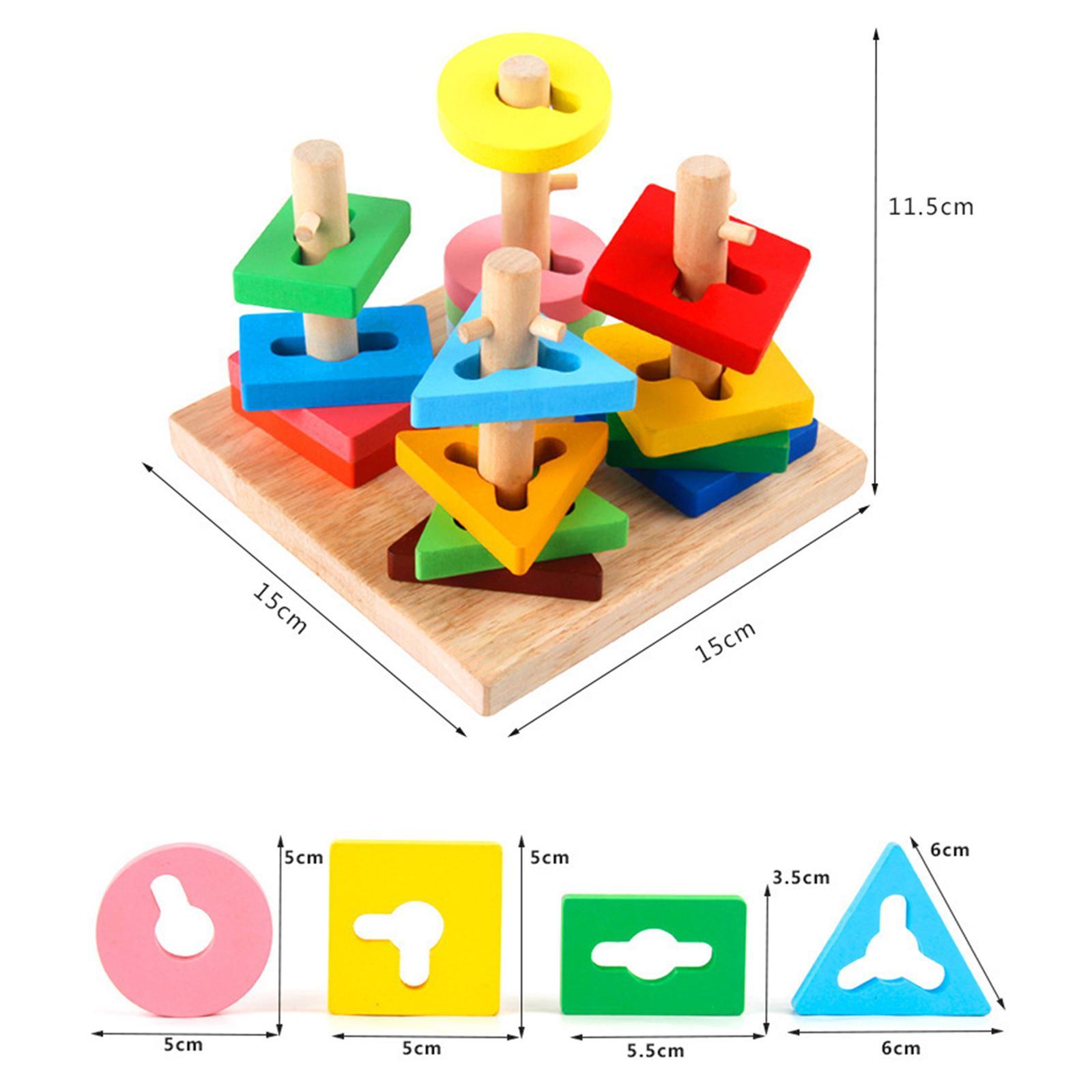 Montessori Wooden Sorter Stacking Toy Puzzles Toy for Preschool Kids Girls