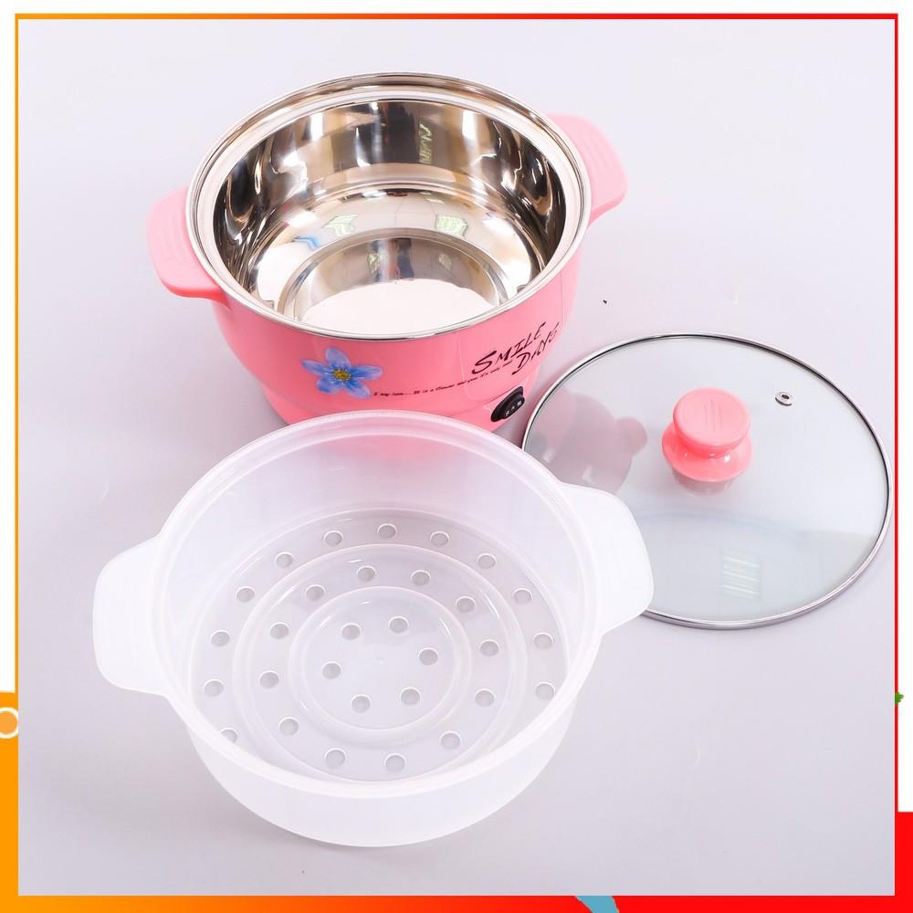 Nồi Lẩu Điện Mini 26cm Nikai Vung Kính - Nồi Lẩu Đa Năng Gia Đình 26cm Siêu Tốc