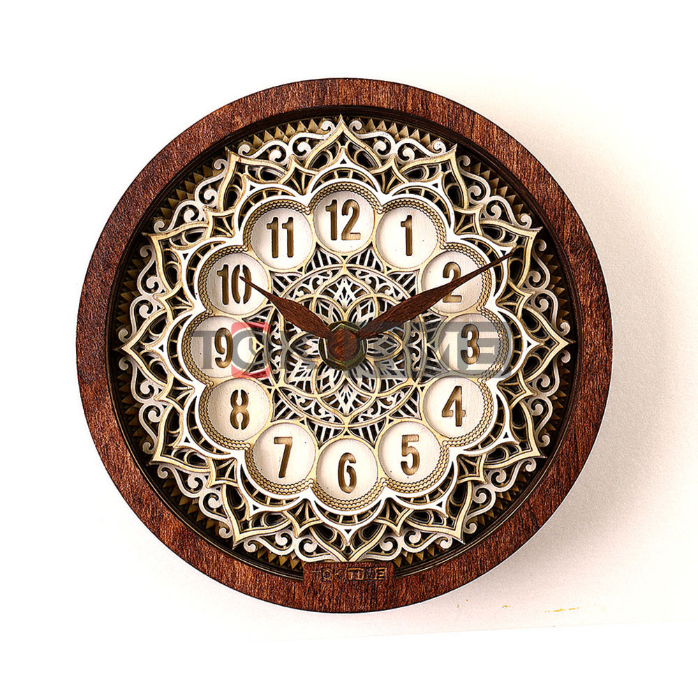 Đồng hồ gỗ để bàn phong cách nghệ thuật – Xếp Lớp 3D độc đáo